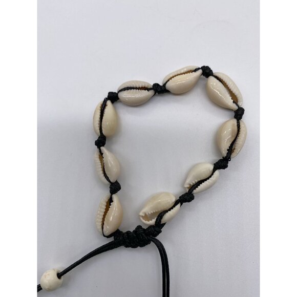 Cowrie Shell Adjustable Anklet Bracelet With Black Cord For Girls - Picture 4 of 4